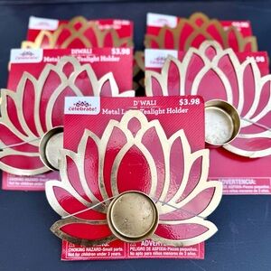 Metal Lotus Tealight Holders set of 5! All new! Diwali/Hippy/Bohemian Decor